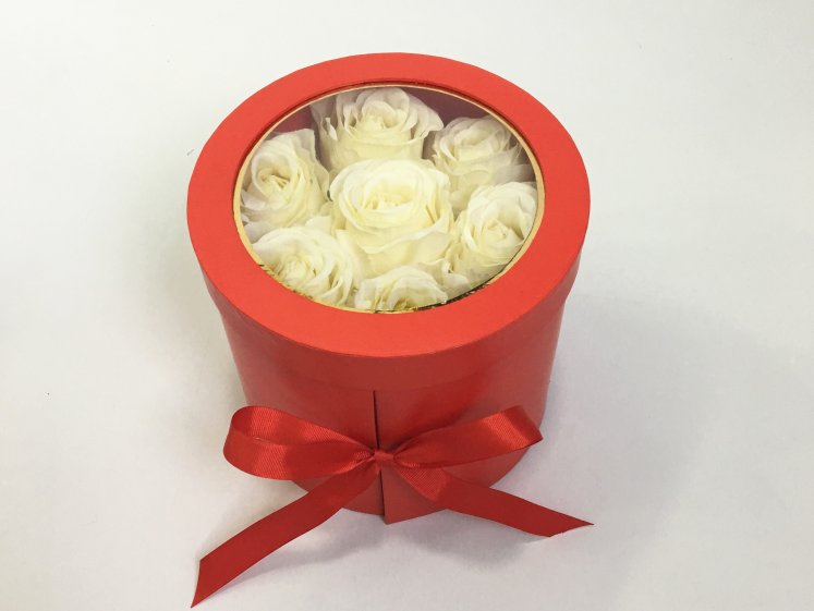Gėlių Dėžutė apvali raudona