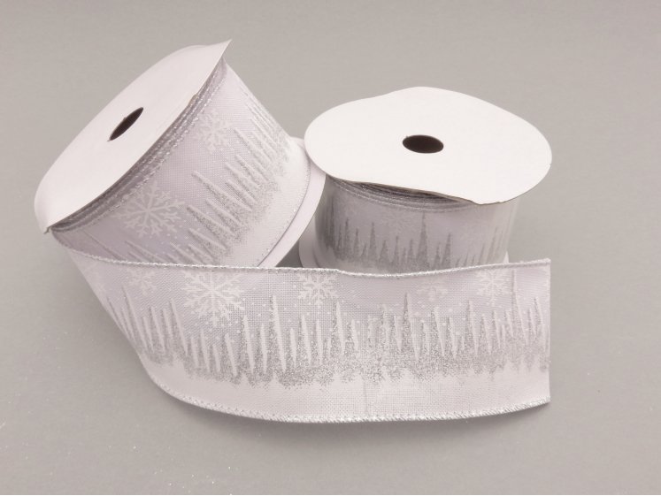 Christmas Ribbon WHITE/SILVER